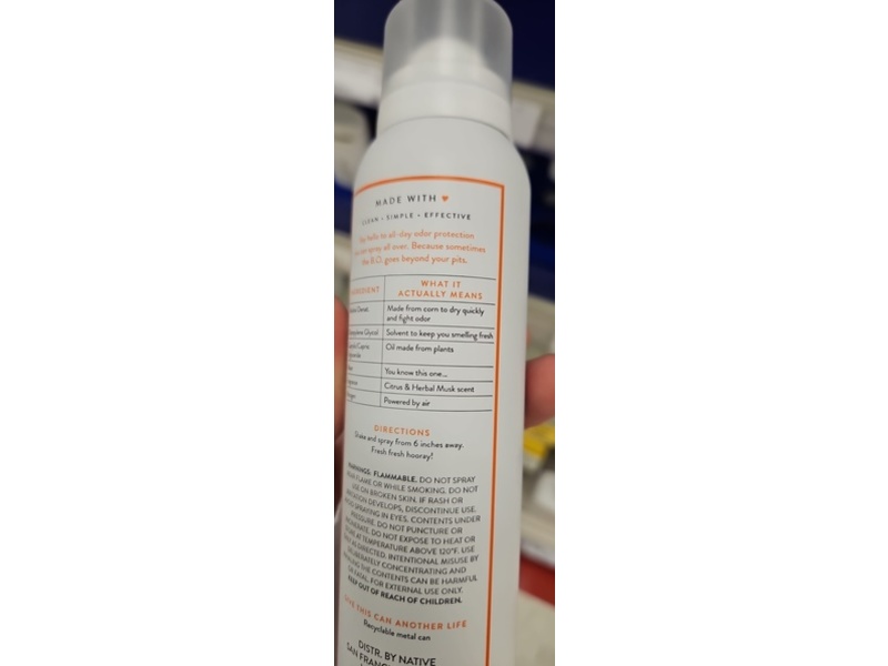 Native Deodorant & Body Spray, Citrus & Herbal Musk, 3.5 oz/99 g