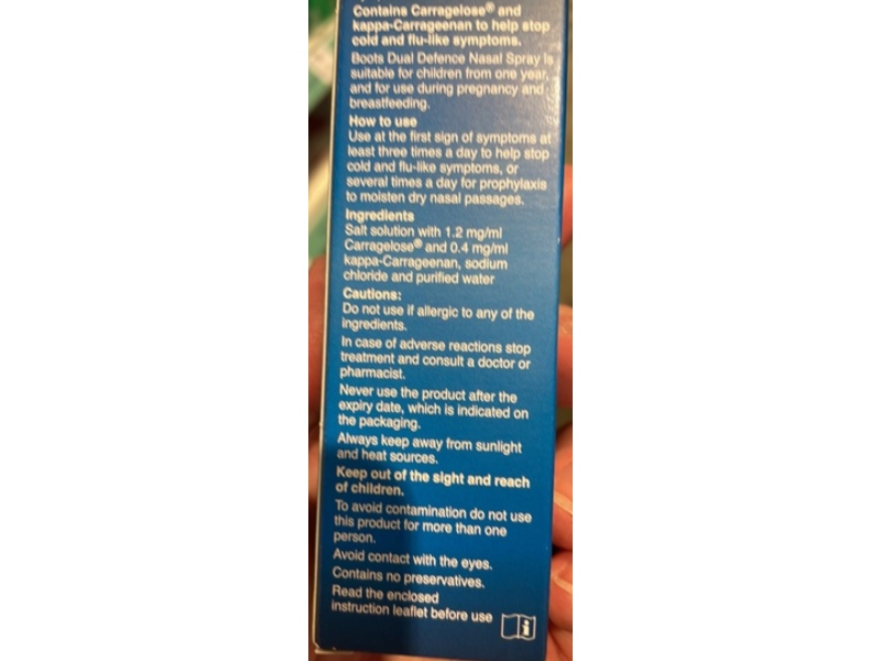 Boots Dual Defence Nasal Spray, Carragelose, 20 mL