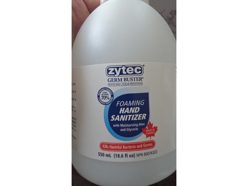 Zytec Germ Buster Foaming Hand Sanitizer, Aloe & Glycerin, 18.6 fl oz/550 mL