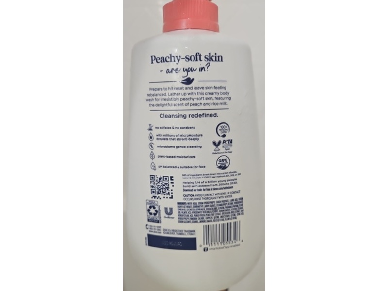 Dove Rebalance Body Wash, White Peach + Rice Milk, 30.6 fl oz