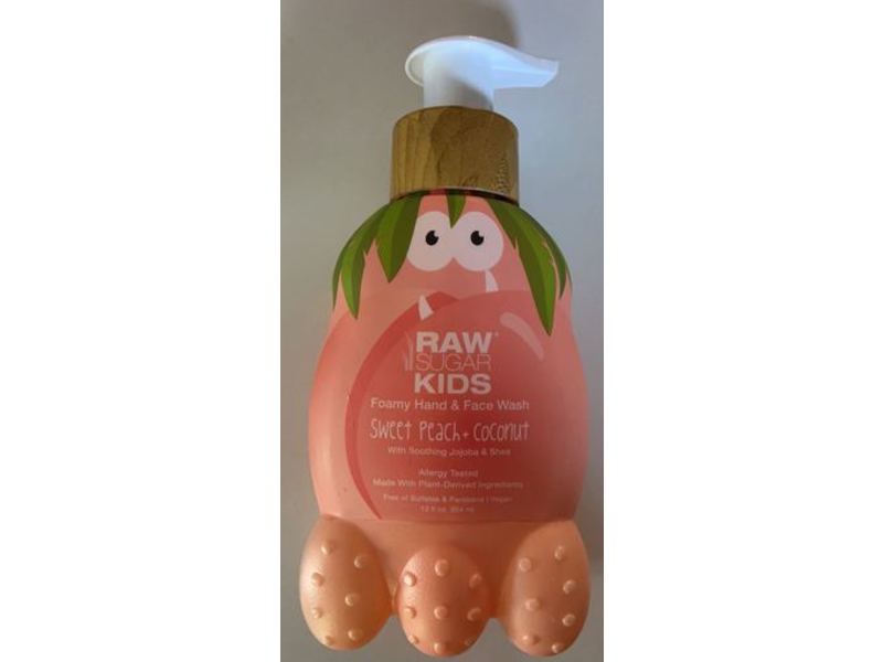 Raw Sugar Kids Foaming Hand & Face Wash, Sweet Peach + Coconut, 12 fl oz/354 mL