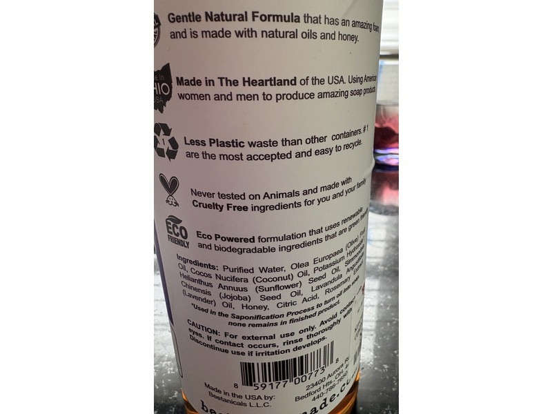 Beekeeper Made Natural Castile Soap, Lavender, 32 fl oz/946 mL
