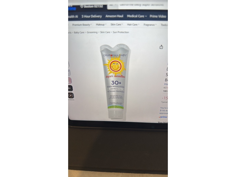 California Baby Super Sensitive Sunscreen Lotion, SPF 30+, 2.9 oz/82 g