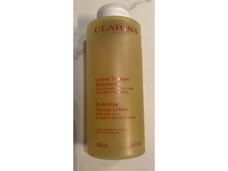 Clarins Hydrating Toning Lotion, Aloe Vera & Saffron Flower Extracts, 13.5 fl oz/400 mL