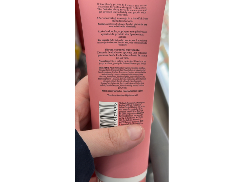 Soap & Glory Hydrate Expectations Body Serum, Original Pink & Hyaluronic Acid, 8.4 fl oz/250 mL