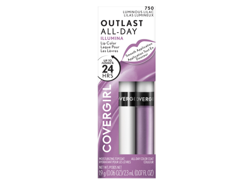 CoverGirl Outlast All-Day Moisturizing Lip Color, 750 Luminous Lilac, 0.06 oz/2.3 mL