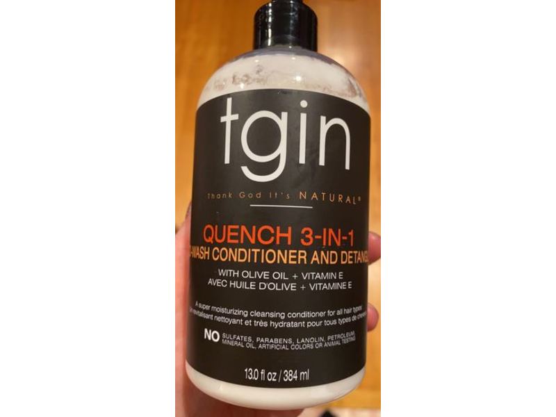 Thank God It's Natural Quench 3-in-1 Co-Wash Conditioner & Detangler, Olive Oil+Vitamin E, 13.0 fl oz/384 mL