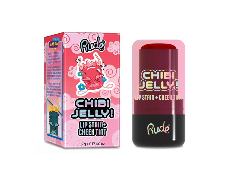 Rude Cosmetics Chibi Jelly Lip Stain+Cheek Tint, Sakura, 0.17 fl oz/5 g