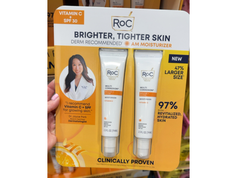 Roc Multi Correxion Revive+Glow Moisturizer, Vitamin C+SPF 30, 2.5 fl oz/74 mL, Pack Of 2