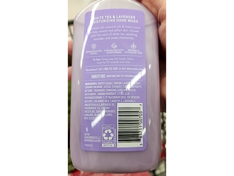 Suave Moisturizing Hand Wash, White Tea & Lavender, 12 fl oz/355 mL