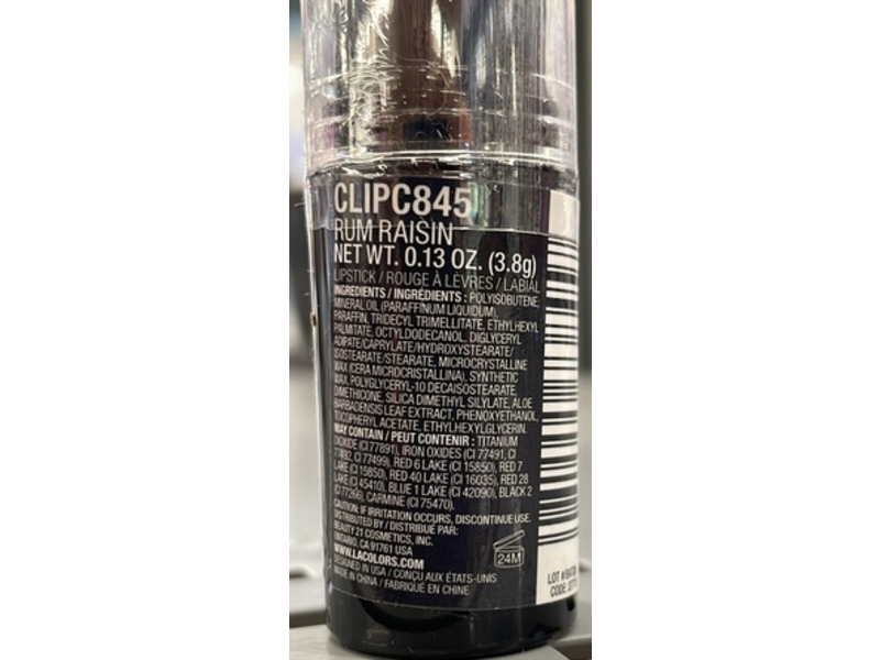 L.A. Colors Pout Chaser Lipstick, Rum Raisin, 0.13 fl oz/3.8 g, Pack Of 2