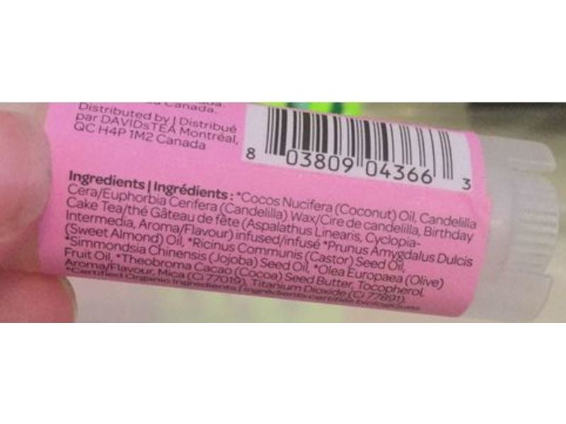 Davids Tea Birthday Cake Tea Infused Lip Butter, 0.2 oz / 4.8 g