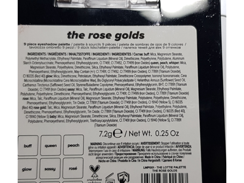 Lottie London Eye Shadow Palette, The Rose Golds, 0.25 oz/7.2 g