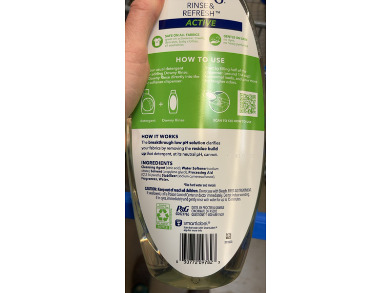 Downy Rinse & Refresh Fabric Rinse, Active Fresh, 48 fl oz/1.43 L