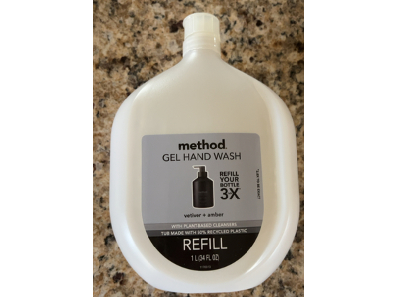 Method Gel Hand Wash Refill, Vetiver + Amber, 34 fl oz/1 L