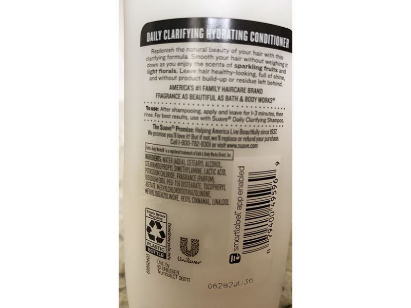 Suave Daily Clarifying Hydrating Conditioner, Long Lasting Fragrance