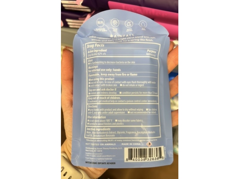 Scent Theory Moisturizing Hand Sanitizer, Rainfall, 1 fl oz/30 mL