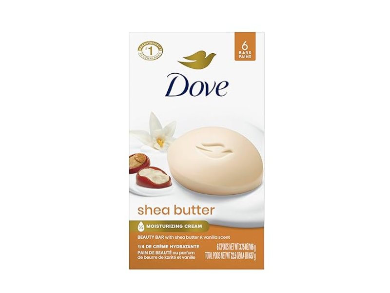 Dove Beauty Bar, Shea Butter & Vanilla Scent, 106 g, 6 Count