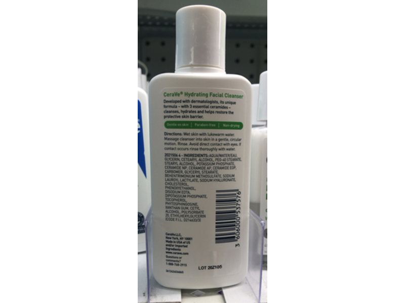 CeraVe Hydrating Facial Cleanser, 3 fl oz/87 mL