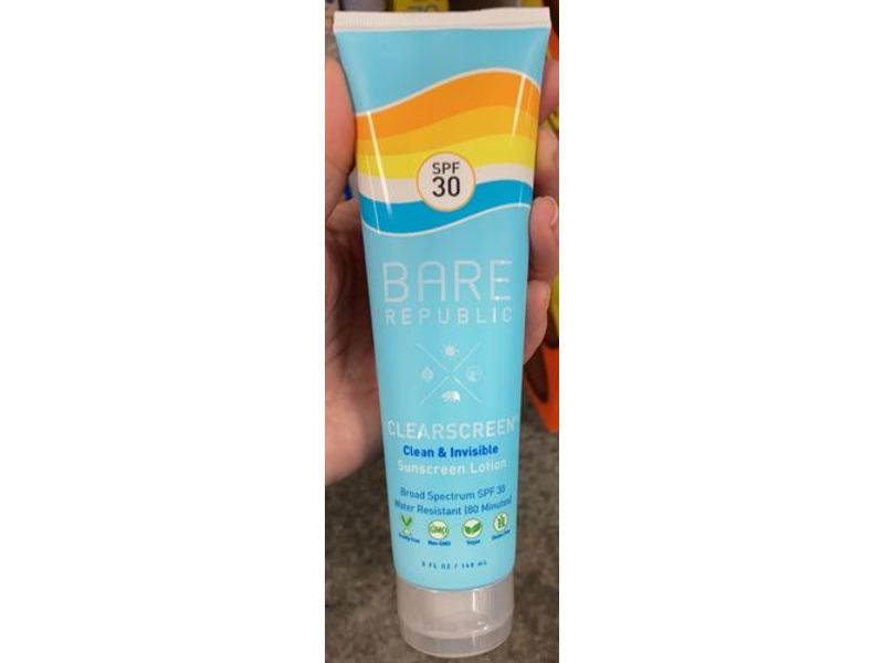 Bare Republic Clearscreen Sunscreen Lotion, Clean & InVisible, SPF 30, 5 fl oz/148 ml