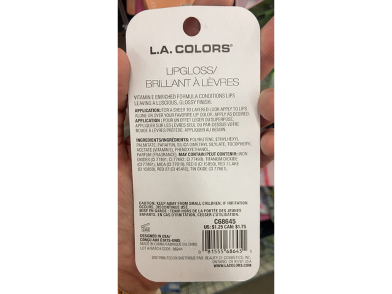 L.A. Colors Moisturising Lip Gloss, C68645 Coral Crush, 0.34 fl oz/10 mL