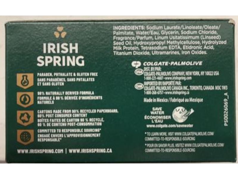 Irish Spring Moisture Blast Deep Moisturization Fresh Deodorant Soap, 3.7 oz/104.8 g