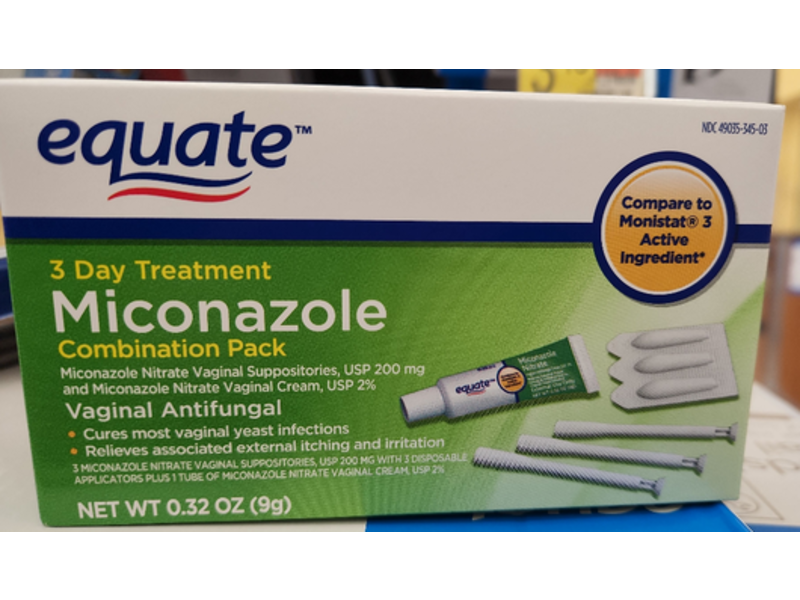 Equate Vaginal Antifungal Miconazole Combination Pack, 0.32 oz/9 g