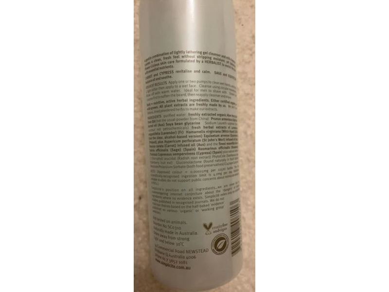 Simplicite Plant Gel Cleanser, 8.45 fl oz/250 mL
