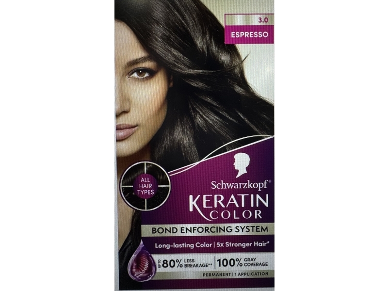 Schwarzkopf Keratin Color Permanent Hair Color, 3.0 Espresso, 1 Application