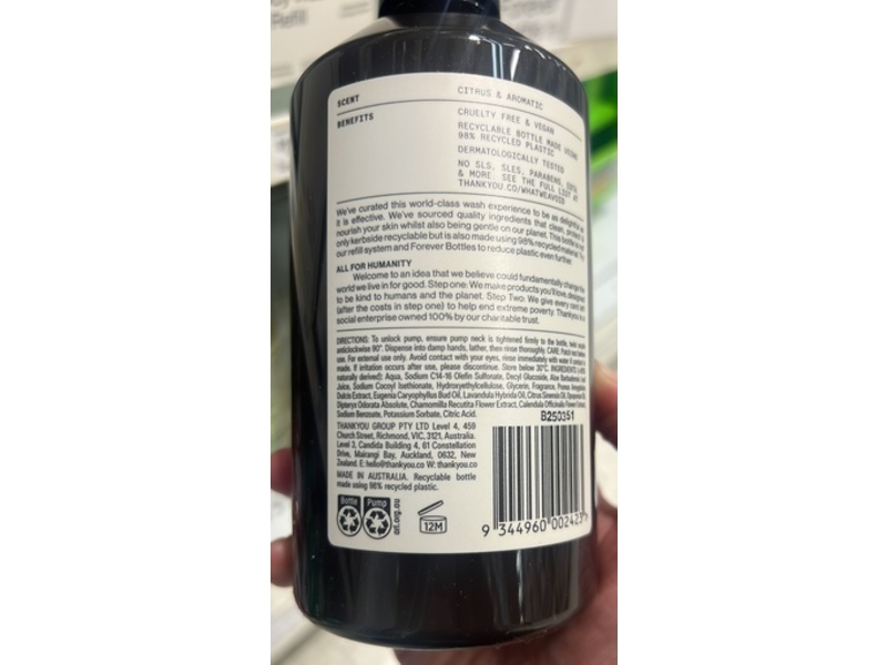 Thankyou Handwash, Botanical Sweet Orange & Almond, 500 mL