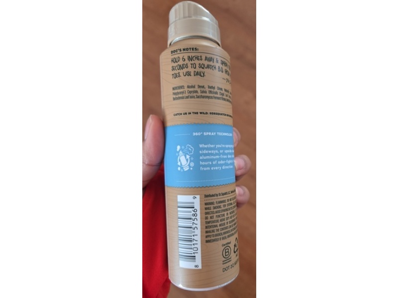 Dr Squatch Men's Natural Odor Squatching Spray Deo, Coastal Mist, 4 fl oz/118 mL