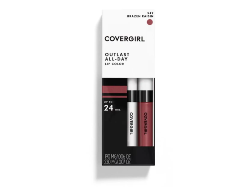 CoverGirl Outlast All-Day Lip Color & Topcoat Duo, 542 Brazen Raisin, 0.06 oz