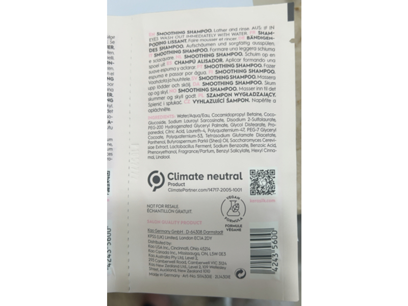 Kerasilk Nourished Controlled Smoothing Shampoo, 0.3 fl oz/10 mL