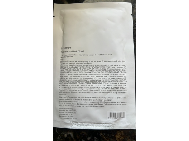 Innisfree Special Care Foot Mask, 0.67 fl oz/20 mL