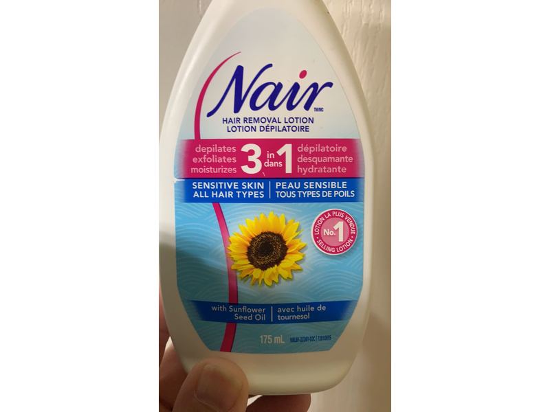 Nair 3 In 1 Hair Removal Lotion, Sensitive Skin, Sunflower Seed Oil, 175 mL
