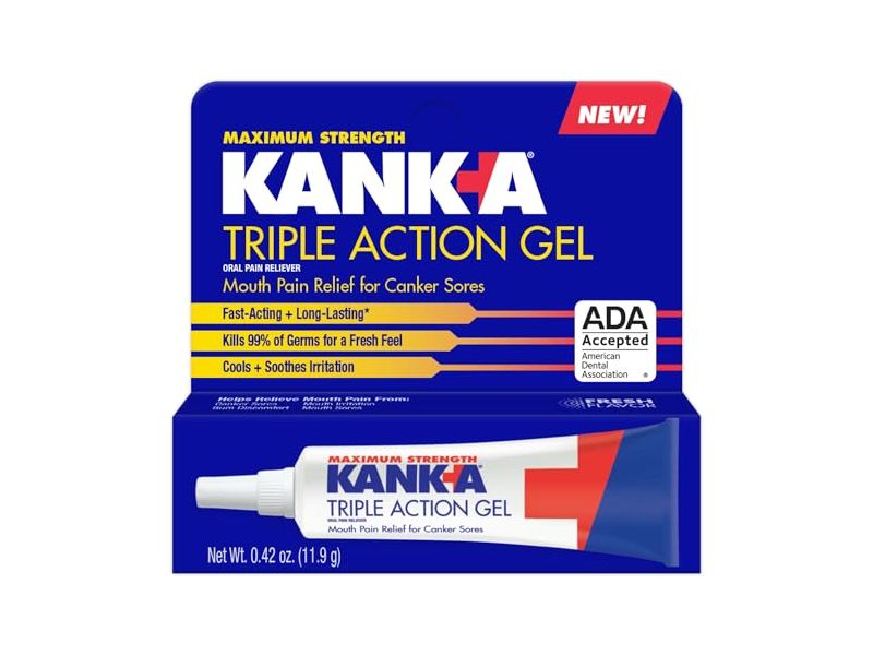 Kank-A Triple Action Maximum Strength Canker Sore Gel, 0.42 oz/11.9 g