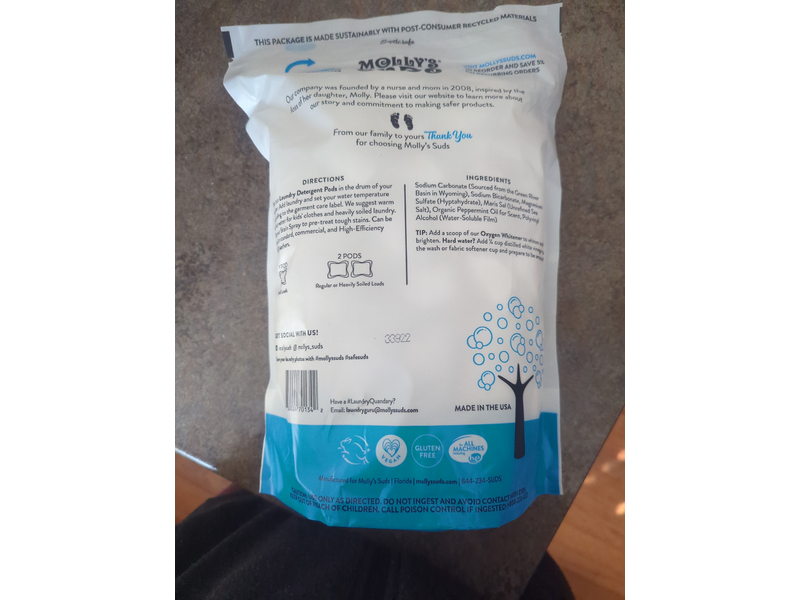 Molly's Suds Ultra Concentrated Laundry Pods, Peppermint, 120 Counts