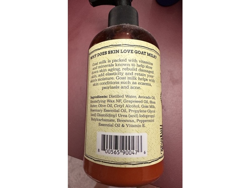 Feddricksburg Farms Texas Hanmade Goat Milk Lotion, River Oaks Rosemary Mint, 8 oz/226 g