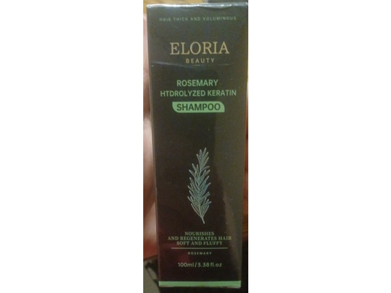 Eloria Beauty Hydrolyzed Keratin Shampoo, Rosemary, 3.38 fl oz/100 mL