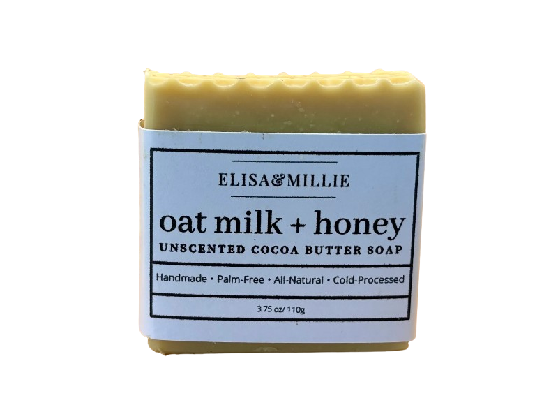 Elisa & Millie Unscented Cocoa Butter Soap, Oat Milk & Honey, 3.75 oz/110 g