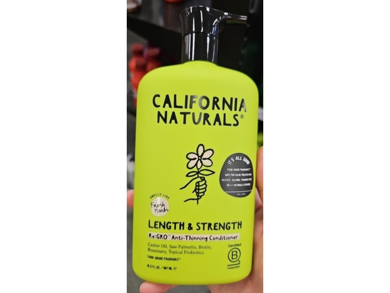 California Naturals Length & Strength Re:GRO Anti-Thinning Conditioner, 16.5 fl oz/487 mL