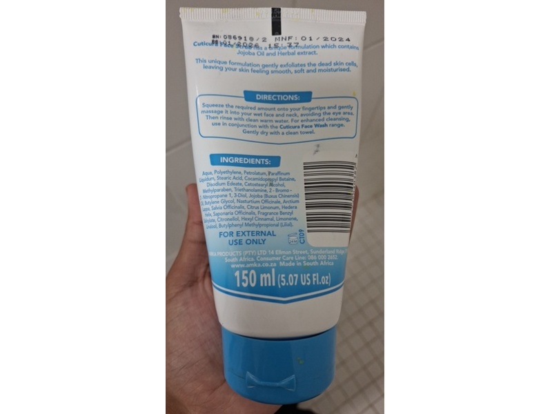 Cuticura Face Scrub Exfoliates & Moisturises, Jojoba Oil, 5.07 fl oz/150 mL