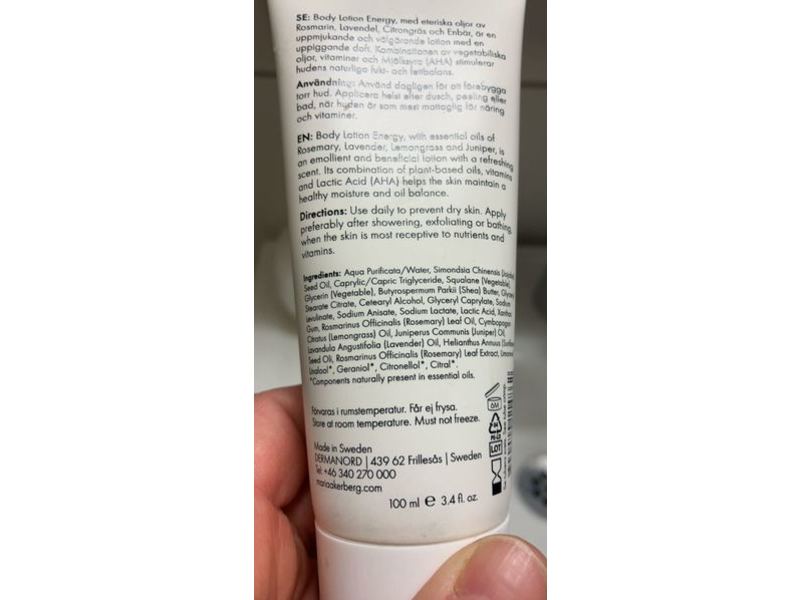 Maria Akerberg Body Lotion Energy, Rosemary, 3.4 fl oz/100 mL