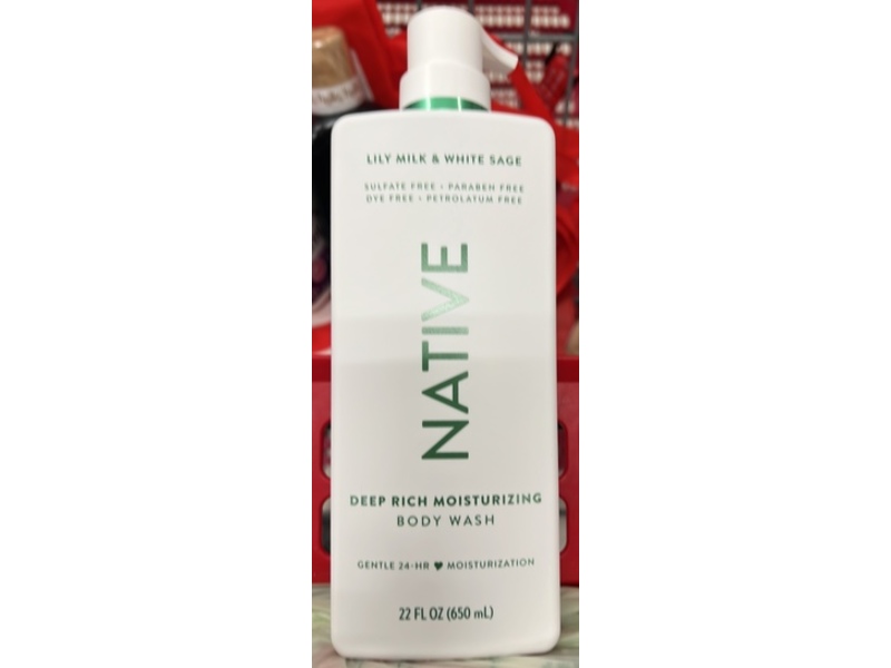 Native Deep Rich Moisturizing Body Wash, Lily Milk & White Sage, 22 fl oz/650 mL