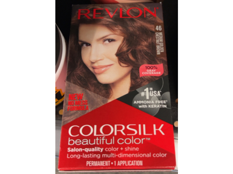 Revlon Colorsilk Beautiful Color Long - Lasting Multi - Dimensional Permanent Hair Color Kit, 046 Medium Golden Chestnut Brown, 4.4 fl oz, 1 Application