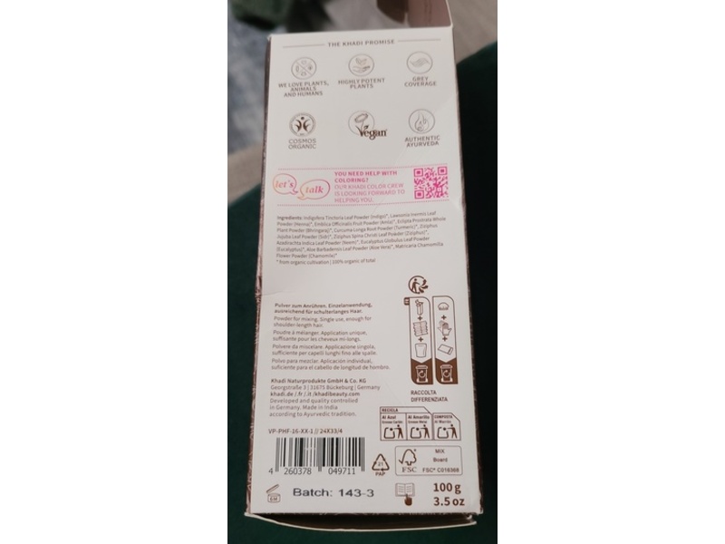 Khadi Herbal Hair Color, Medium Brown, 3.5 oz/100 g