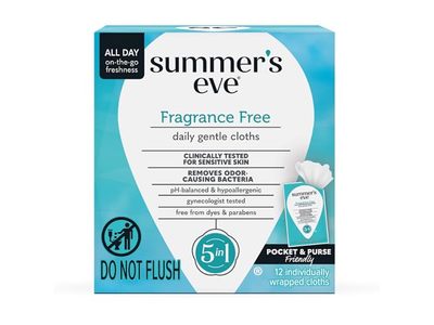 Summer's Eve Daily Gentle Cloths, Fragrance Free, 12 Count