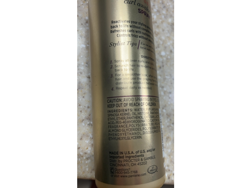 Pantene Gold Series Curl Awakening Spray, 8.4 fl oz/250 mL