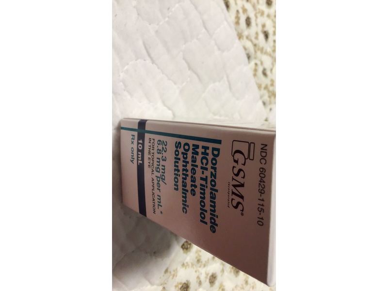Dorzolamide HCl and Timolol Maleate Ophthalmic Solution, 10 mL, GSMS Pharma (RX)