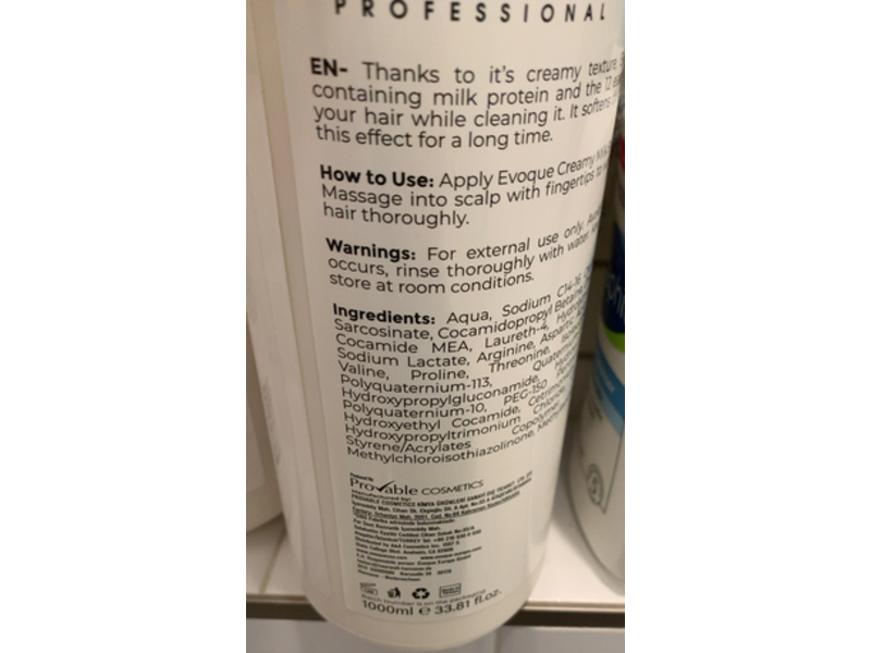 Evoque Milk Therapy Creamy Milk Shampoo, 33.81 fl oz/1000 mL